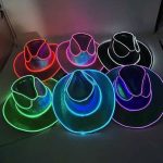 2024 Light up Cowboy Hat Neon LED Cowgirl Hat Sparkly Space Cowboy Hats for Party,Halloween Costume Dress up