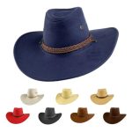 Hot Selling American Style Western Cosplay Suede Vintage Knight Felt Cowboy Top Hat Fedora Hats