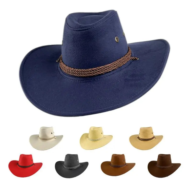 H0097cf6db9bb42299d18c631a5ce5bb5R Hot Selling American Style Western Cosplay Suede Vintage Knight Felt Cowboy Top Hat Fedora Hats - Image 1