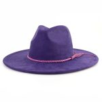 Wholesale High Quality Pink Wide Brim Women Hats Vegan Suede Fedora Hat Formal Dress Cap - Image 27