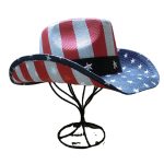 Men Paper Straw Cowboy Hat USA American Flag Painting Shapable Brim Sombreros Texas Western Cowboy Straw Hat Men - Image 2