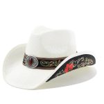 New Arrive Retro Hardtop Western Travel Panama Big Cowboy  Brim Hat with Floral Embroidery Hat for Unisex Beach Outdoor Sunshade - Image 10