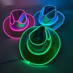 Neon Sparkly LED Light-Up Cowboy Hat Unisex Glowing Sequin Jazz Hat for Wedding Parties Concerts Nightclubs Props - Image 4