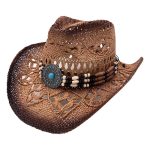 Straw Hat Hollow Cowboy Hats Breathable Wide Brim Patches Wholesale Summer Sun Caps for Men - Image 5