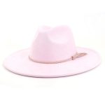 Wholesale High Quality Pink Wide Brim Women Hats Vegan Suede Fedora Hat Formal Dress Cap - Image 21