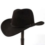 CEN-103 Size Wool Women's Men's Western Cowboy Hat for Gentleman Lady Jazz Cowgirl With Leather Cloche Black - Image 3