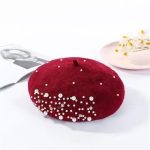 Berets-EA039 Winter Wool Beret With Rhinestone Pearls Beads Female Cap Autumn Spring Hat Solid Color Top Quality Women Boina - Image 8
