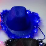 LED Cowboy Hats Blinking Pink Feather Cowboy Hat with Light up - Image 11