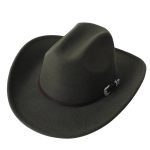 CEN-063  Large Brim Leather Belt Metal Buckle Classic Plain Winter Western Hat for Men Women 100% Felt Polyester Cowboy Hats - Image 14