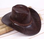 CAN-210 Wholesale Wide Brim Cheap Man Women Western Chapeau, Good Quality Pu Leather Gambler Cowboy Hats