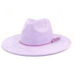 Wholesale High Quality Pink Wide Brim Women Hats Vegan Suede Fedora Hat Formal Dress Cap - Image 17