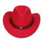 Children's Felt Upturned Bristle Jazz Bull Head Accessory Solid Color Top Wide Brim Western Cowboy Hat - Image 8
