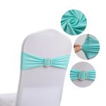 Colorful Stretch Spandex Bow Decoration Chair with Universal Buckle Slider for Wedding Hotel Banquet Birthday Party - Image 35