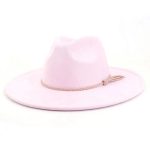 Wholesale High Quality Pink Wide Brim Women Hats Vegan Suede Fedora Hat Formal Dress Cap - Image 2