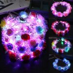 LU-1522 Light up Glowing Garland Wedding Party Headband Christmas Neon Hair Wreath Decoration Led Flower Crown Garlands - Image 3