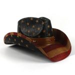 Men Paper Straw Cowboy Hat USA American Flag Painting Shapable Brim Sombreros Texas Western Cowboy Straw Hat - Image 4