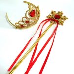 THU-048 Frozen Birthday Party Supplies 2Pcs/Set Girls Princess Tiara Crown Magic Wand Kids Rhinestone - Image 3
