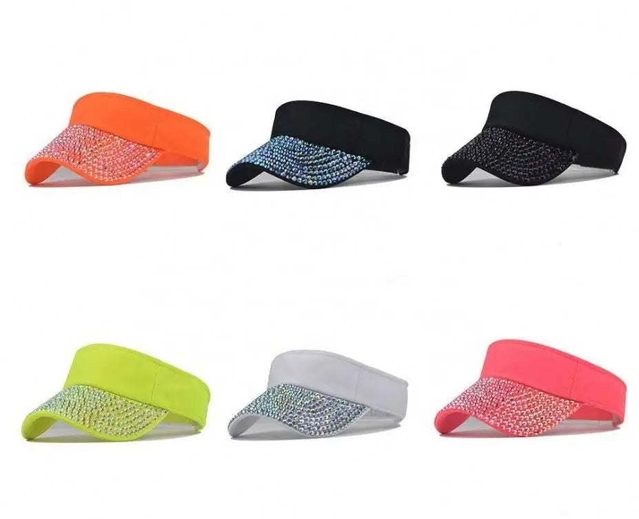 H14b680c2d2b74a37b43369c7a15d3cc5j Fashion Bedazzled Bling Visor Cap Hat Adults Embellished With Rhinestone for Outdoor Sports Travel Fishing Daily Use - Image 1