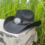 Bigfans High Quality Fashionable City Walk Men Paper Straw Cowboy Hat Wide Brim Rhinestone Band Wide Brim Sombreros for Cowgirl