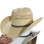 High Quality Cattleman Long Horn Cowboy Hat Mexico Sembreros Cowgirl Countryman Weaving Hardshell Lifeguard BangoraStraw Hat