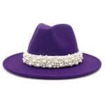 Solid Color Fedora Wool Felt Hat With Pearl for Women Mndjs237 - Image 10
