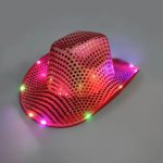 CEN-046 Fashion Shiny Jazz Hat Western Light up Cowboy Hats Sequins Adult With Led for Party - Image 9