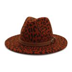 High Quality Bulk Sale Custom Wide Brim Leopard Felt Fedora Hat Cheetah Print - Image 12