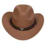 Children's Felt Upturned Bristle Jazz Bull Head Accessory Solid Color Top Wide Brim Western Cowboy Hat - Image 17