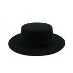 Wholesale  Flat Top Fedora Hat,  Ladies Felt Wide Brim Unisex Fedora Hats - Image 15