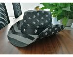 Men Paper Straw Cowboy Hat USA American Flag Painting Shapable Brim Sombreros Texas Western Cowboy Straw Hat - Image 9