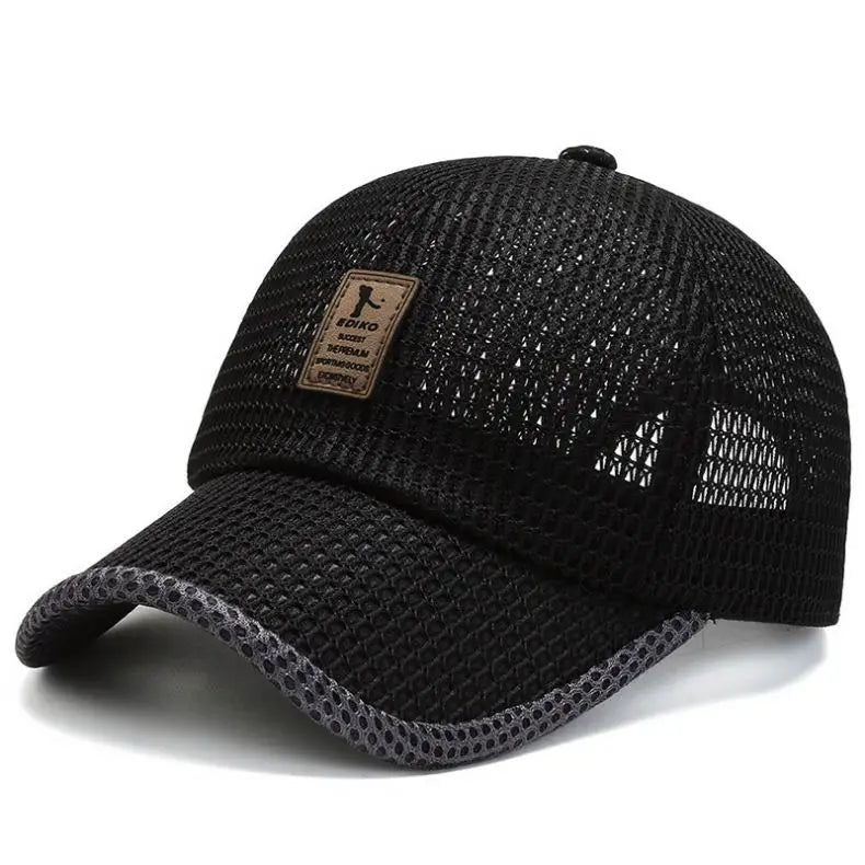 H1ae288ae078c4c919e8d049e57a85e1ex Men's Mesh Cap Outdoor Breathable Large Mesh Winning the Bid Baseball Hat Sunscreen Casual Sports Duck Tongue Cap - Image 1