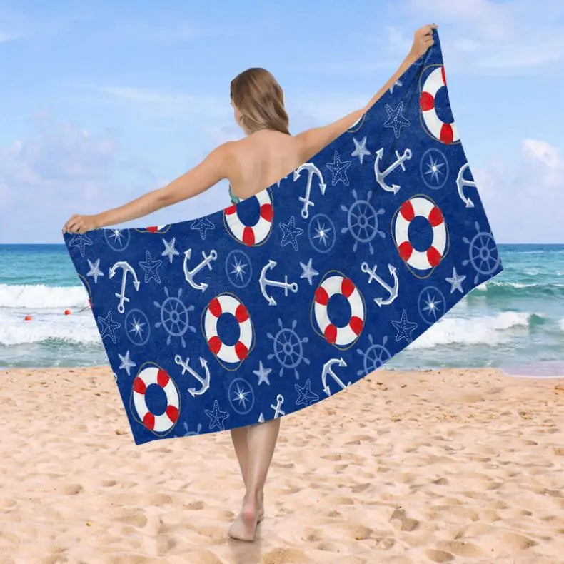 H1b1b229c77b84f37ab3b5554bf61bc635 OEM Popular Boat Anchor Design Hawaii Summer Beach Swim Bath Towels Quick Drying Microfiber Beach Towel With Logo Custom Print - Image 1
