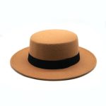 Wholesale  Flat Top Fedora Hat,  Ladies Felt Wide Brim Unisex Fedora Hats - Image 9