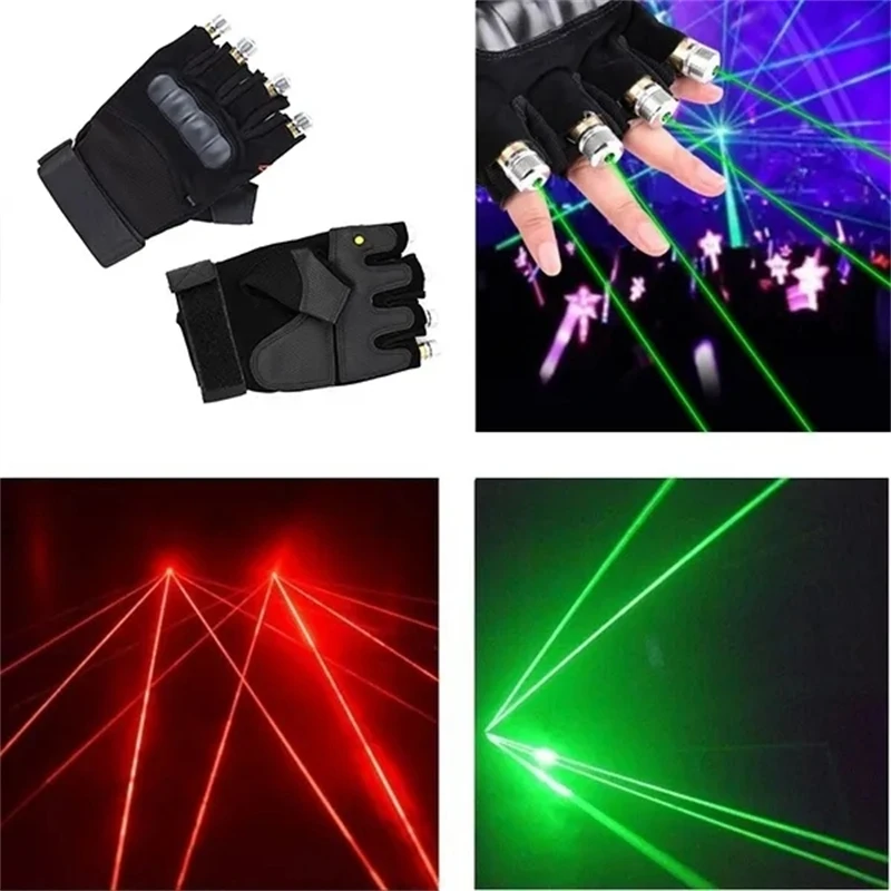 Laser Gloves with Multi-Line 4 Heads Beam Light for DJ Disco Halloween Christmas Party Nightclub Singer Graduation Ceremonies