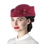 Retro Fashion Flight Attendant Women's Felt  British Applique Beret Fake Wool Hat Flight Attendant Hat Etiquette Hat - Image 15