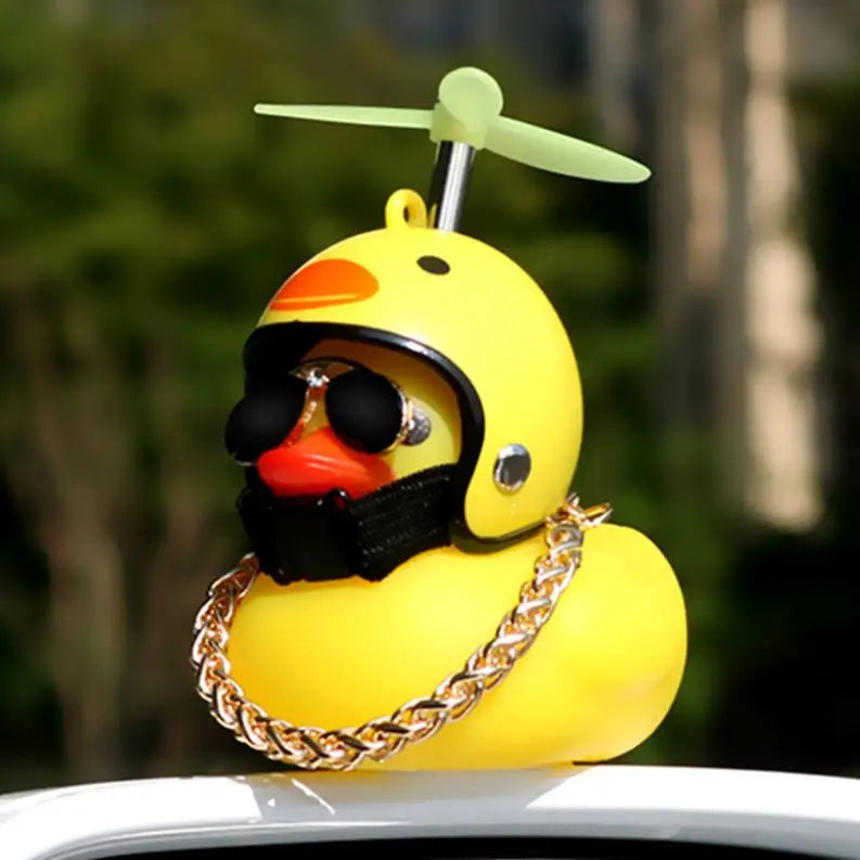 H1d8c376ee5db4acc8eeb527bc61fddc3Y Rubber Duck Car Bicycle Decorations Small Yellow Duck Car Accessories Duck Light With Horn - Image 1