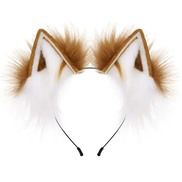 H227b440dce014a6cb0f6e0018abcce97l New Style Plush Lovely Faux Fur Wolf Fox Cat Ears Headband Anime - Image 1