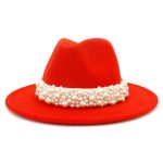 Solid Color Fedora Wool Felt Hat With Pearl for Women Mndjs237 - Image 22
