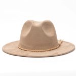 Wholesale Classic Tissue Rope Band Wide Brim Felt Hat Formal Dress Suede Fedora Hat for Women Men - Image 4