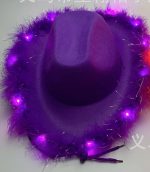 LED Cowboy Hats Blinking Pink Feather Cowboy Hat with Light up - Image 8