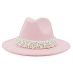 Solid Color Fedora Wool Felt Hat With Pearl for Women Mndjs237 - Image 23