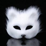 LU-1999 DIY Little Fox  Masquerade Animal  Mask Cross Border White Pure Color Wool Material Bear Masks - Image 2