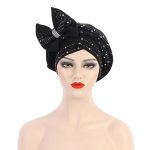African New Pearl Design Bow Knot Turban Striped Turbans With Beaded for Wedding Party - Image 10