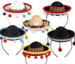 Mesr-026  Mexican Hat Party Decorations Supplies  Mayo Sombrero Headband Mini Straw Pet Hats Headband - Image 8