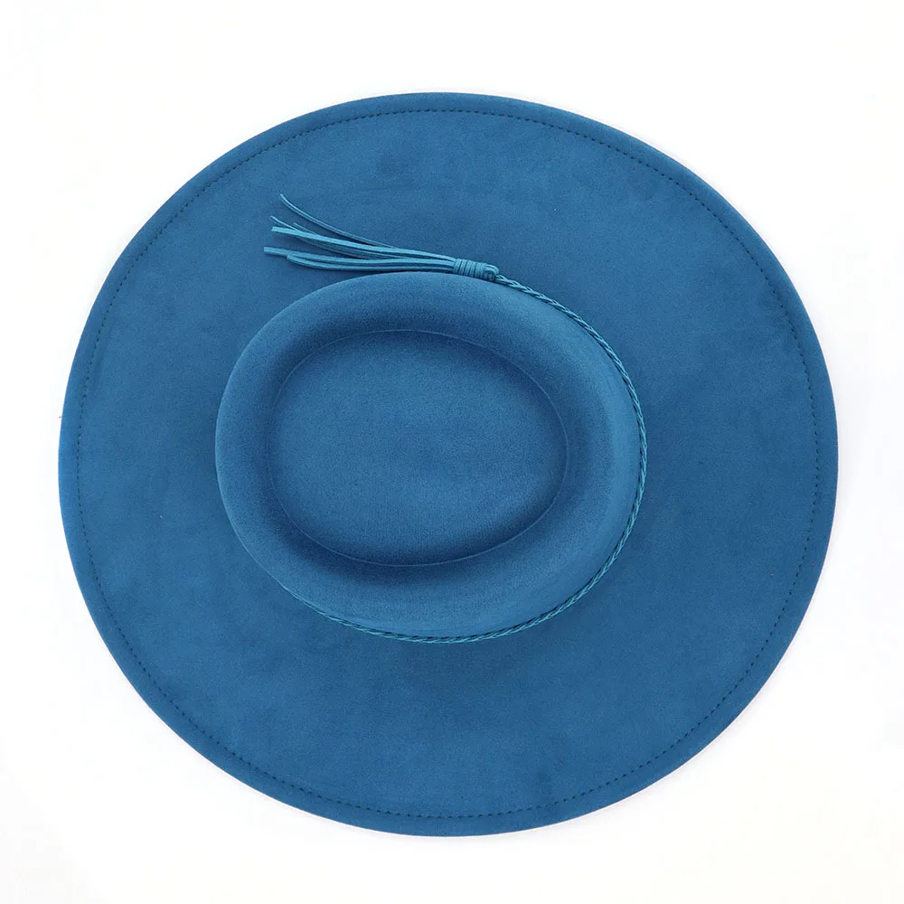 New Hot Sale Vintage Bowler Panama Fedora Hat Women Flat Hat 10cm Wide Brim Water Drop Fedora Felt Hats in Stock