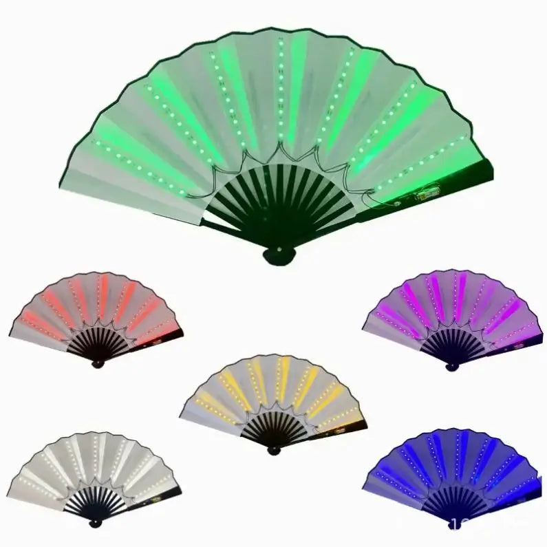 H30f1ea8198b642de8421afe8a52a92a2D LED Light up Folding Fan Hand Stage Performance Show Glowing Fluorescent Props Fan - Image 1