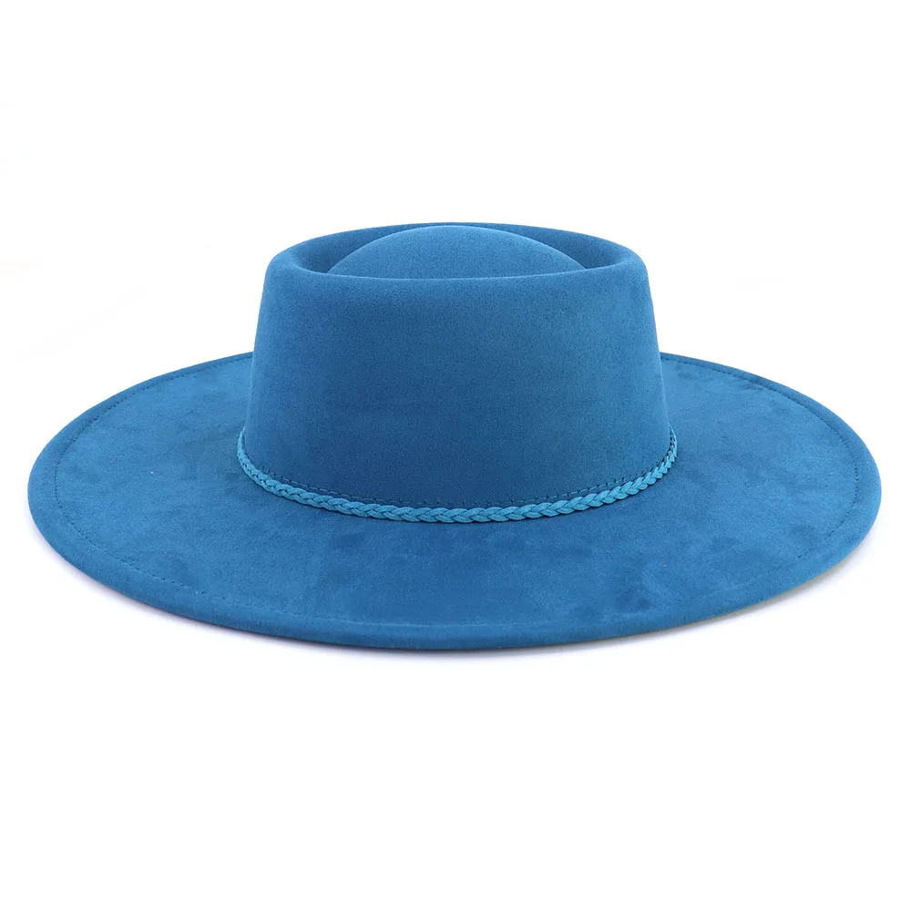 New Hot Sale Vintage Bowler Panama Fedora Hat Women Flat Hat 10cm Wide Brim Water Drop Fedora Felt Hats in Stock