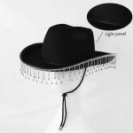 New Bridal Party Rhinestone Tassel Western Cowboy Hat White Diamond Festive Wedding Hat for Women - Image 15