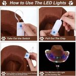 LU-0304  Lights Mini Pet Cute Dogs  Pet  Accessories Costume  Bandana for Party Light up Adjustable Dog Cowboy Hat - Image 6