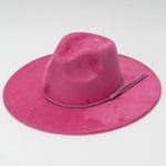Wholesale Pink Wide Brim Hats Women Suede Vegan Fedora Hat Formal Dress for Party Scene - Image 6